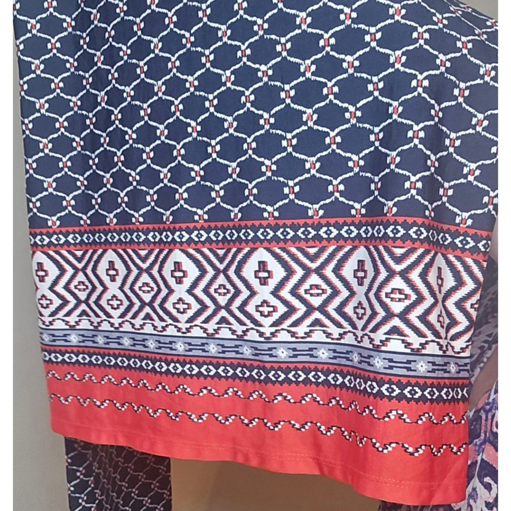 Women's white mark Navy Red Patterned Wide Leg Pants S - Picture 5 of 7